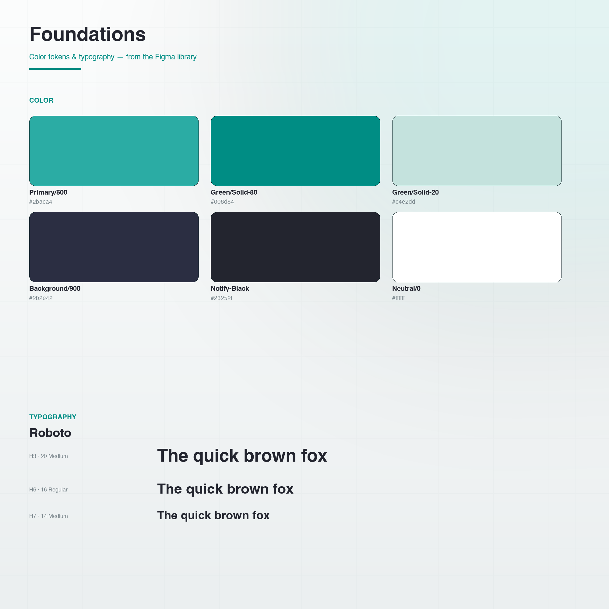 DASDS foundations — color tokens and typography