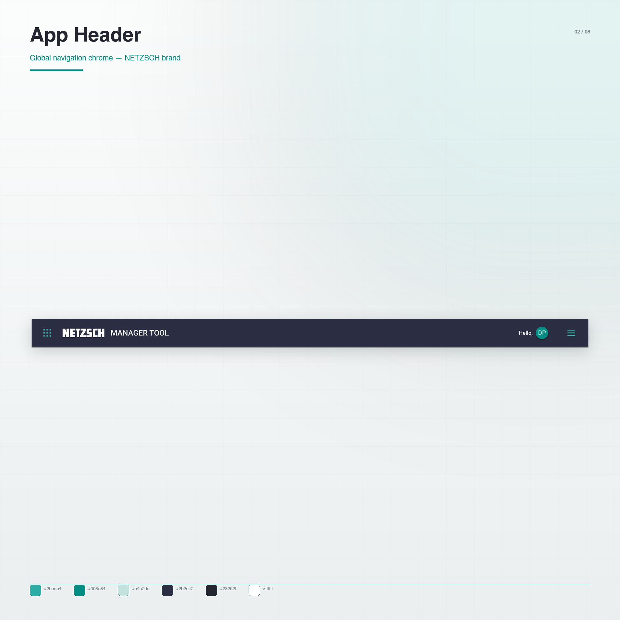 DASDS app header component with NETZSCH branding