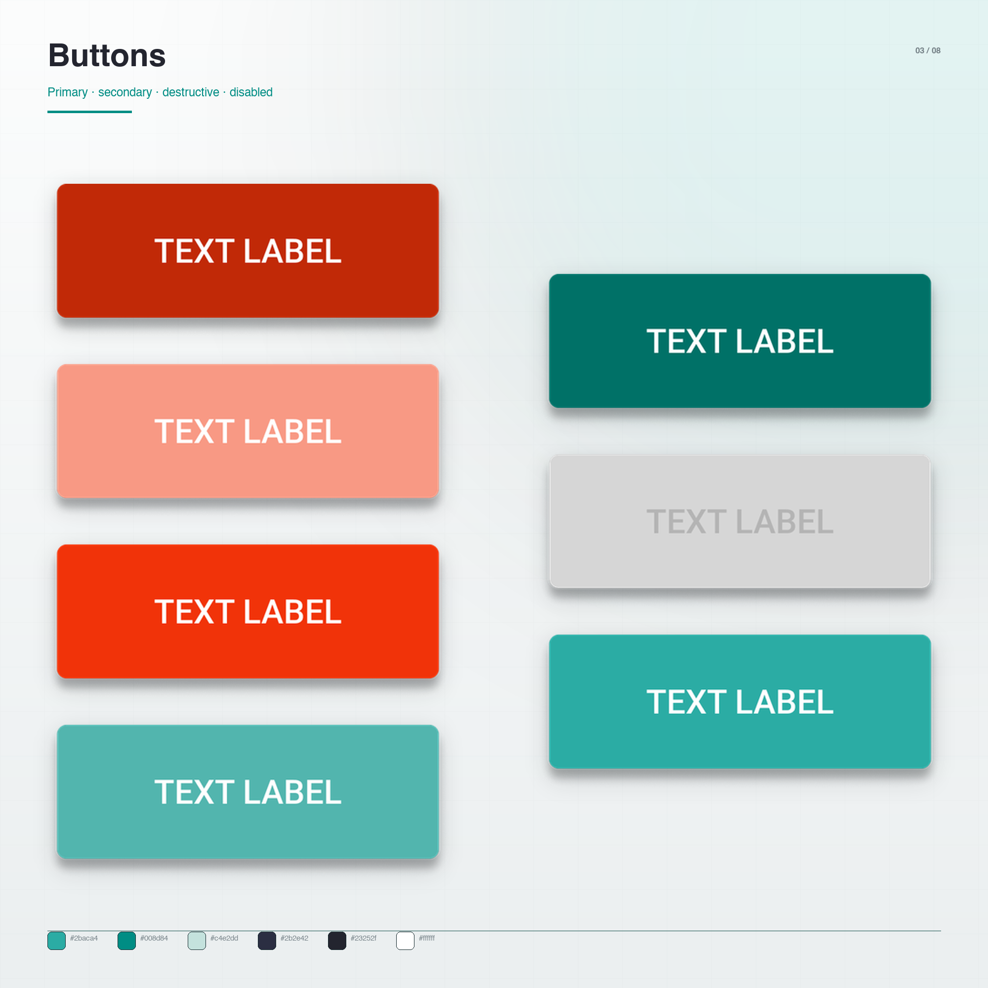 DASDS button components — primary, secondary, destructive, disabled