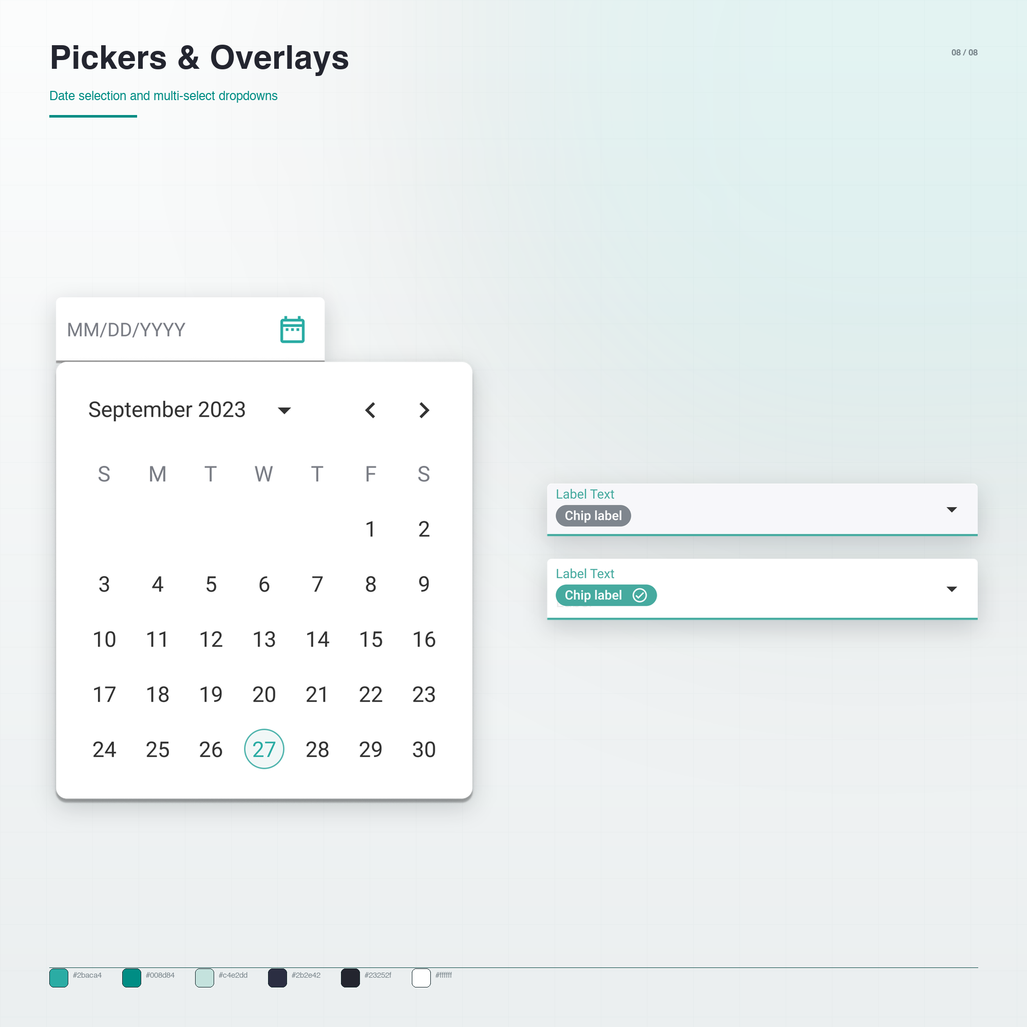 DASDS date picker and multi-select dropdowns
