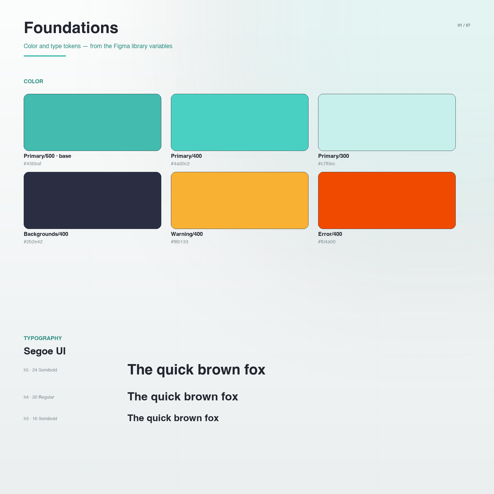 IRIS DS foundations — color tokens and Segoe UI typography