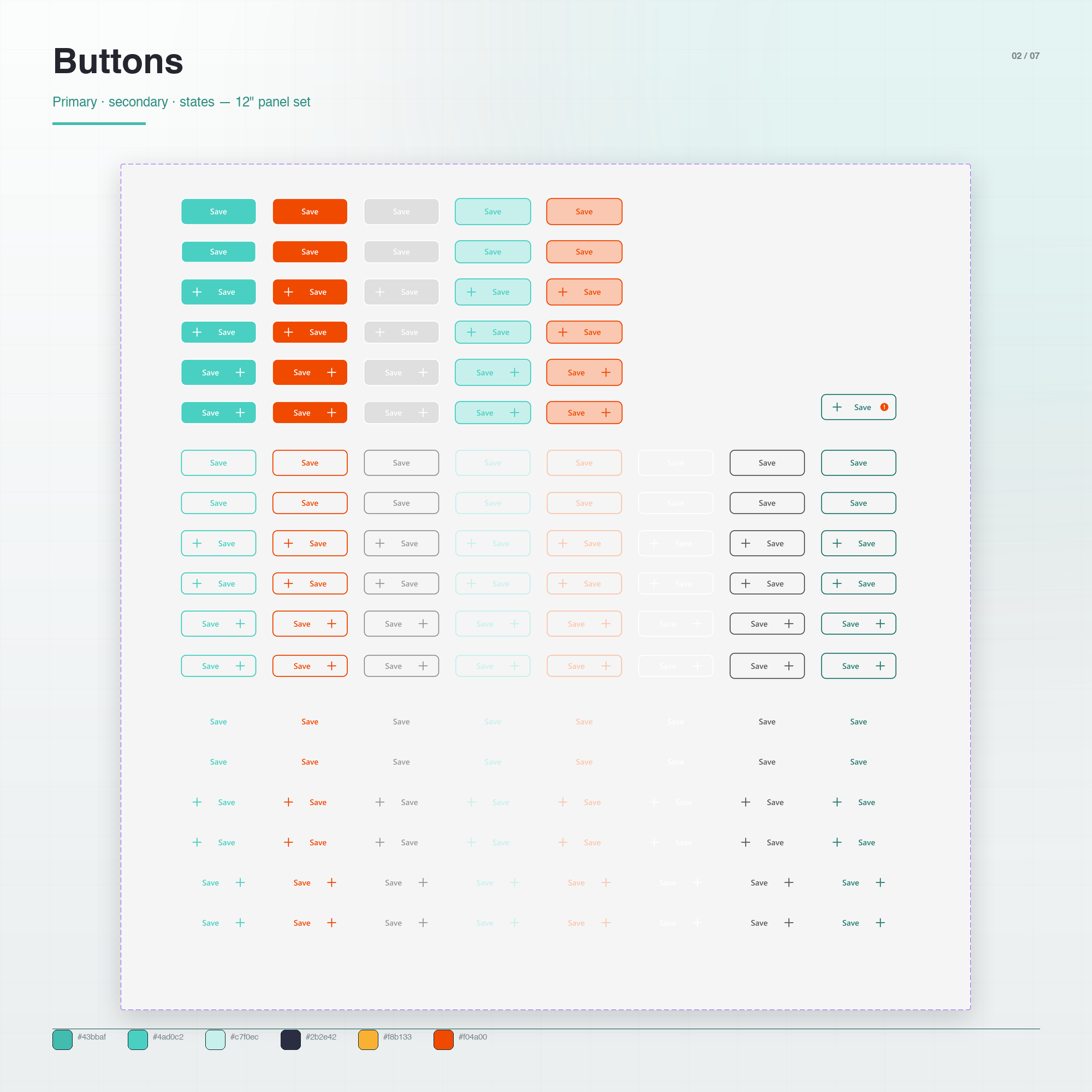 IRIS DS buttons — full state set for 12-inch panels
