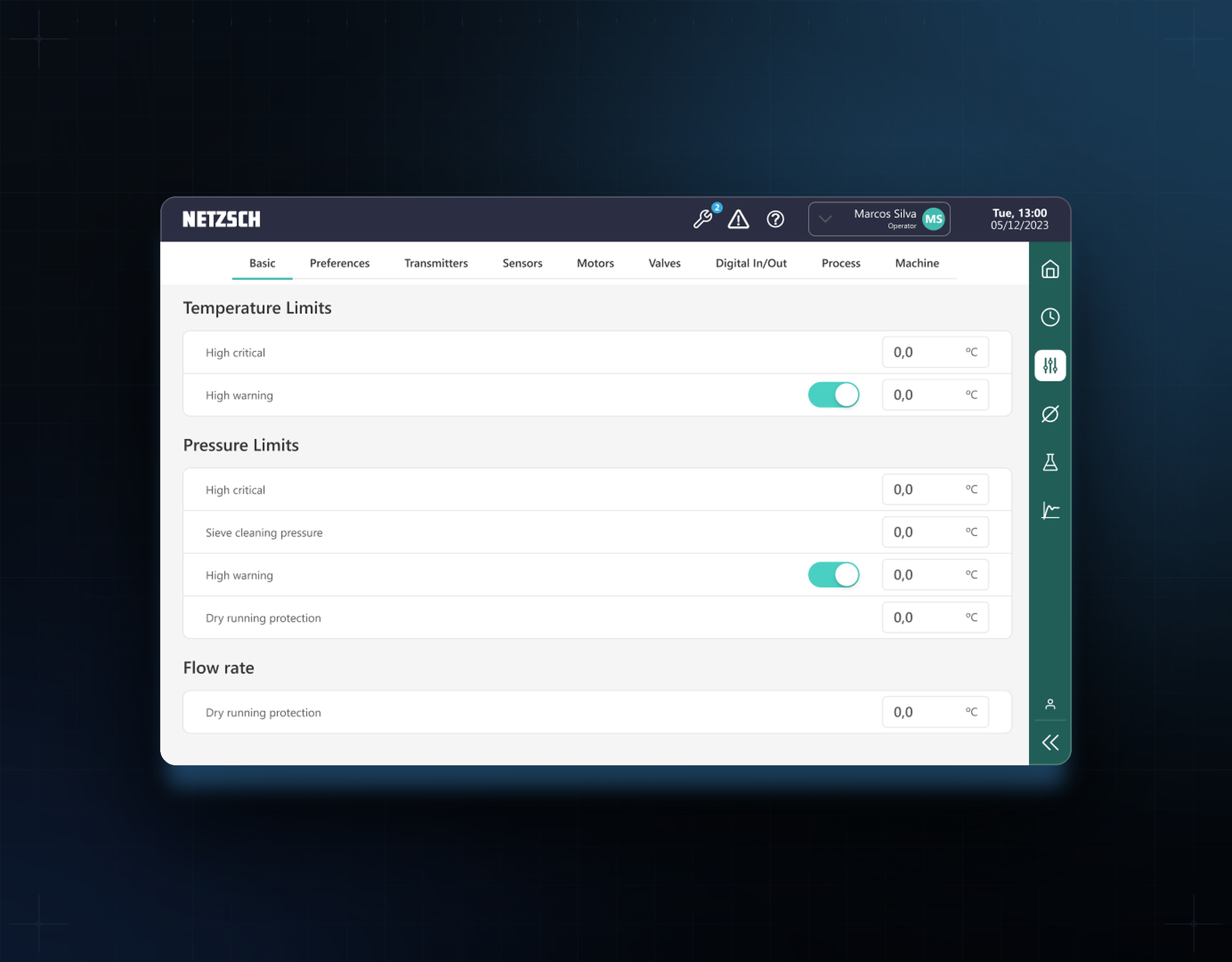 ZetaRS settings module with hardware configuration